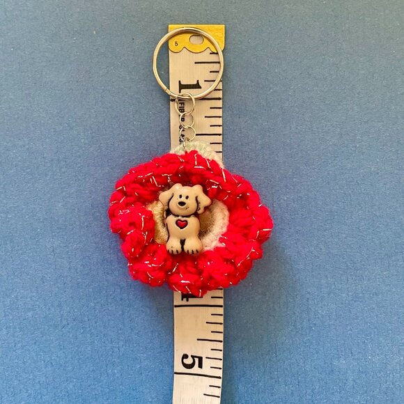 Keychain Charm, Little Dog Keychain, Handmade Bag Charm - Picture 4 of 5
